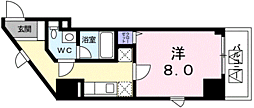 広尾ビューヒルズ 1Kの間取図画像