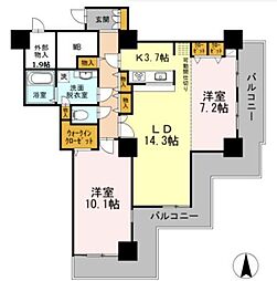 品川シーサイドビュータワー1 2LDKの間取図画像