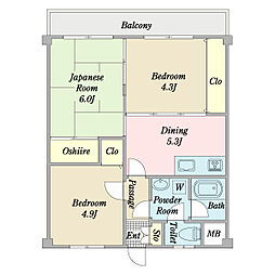 第三グリーンハイム 3DKの間取図画像