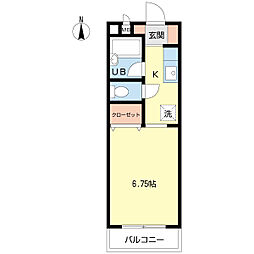 アネシス春野 1Kの間取図画像