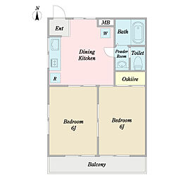 さくらガーデン 2階2DKの間取り