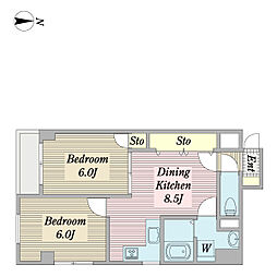 コーワコーポ第15小平 3階2DKの間取り