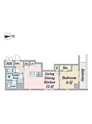 JANUS府中 1LDKの間取図画像