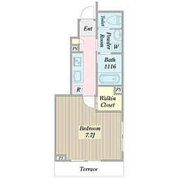 ナカスA 1Kの間取図画像