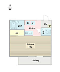 メゾンカワサキ 1Kの間取図画像