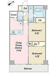 PredioSorte 2LDKの間取図画像