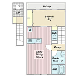 LiveleFine小金井緑町 1LDKの間取図画像