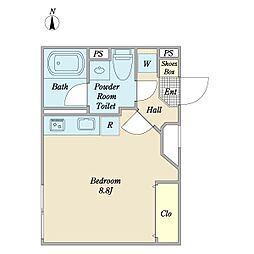 クリオ ラモード吉祥寺 ワンルームの間取図画像