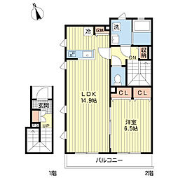 エール・リーベン3 1LDKの間取図画像