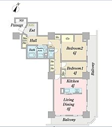 天王洲ビュータワー（ＳＡ借上） 31階2LDKの間取り