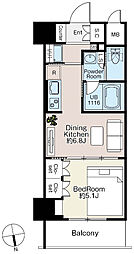 プレジリア日本橋馬喰町 1DKの間取図画像