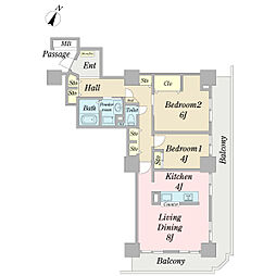UR都市機構天王洲ビュータワー 2LDKの間取図画像