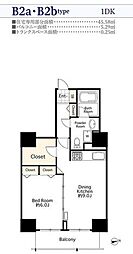 シーリアお台場三番街4号棟 1LDKの間取図画像