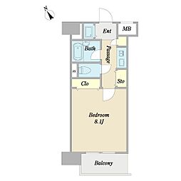 プリヴェール赤坂 1Kの間取図画像