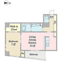 Ｋ．Ｇ．ＦＬＡＴ 8階1LDKの間取り