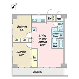 エクセルイチノエ 2LDKの間取図画像
