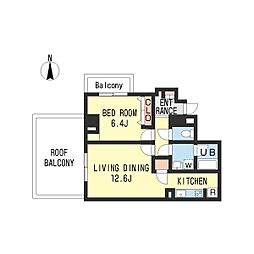 スエテ・ボヌール 5階1LDKの間取り