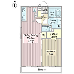 ソレアードジン 1LDKの間取図画像