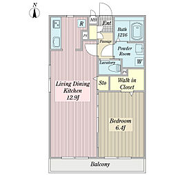 ソレアードジン 1LDKの間取図画像