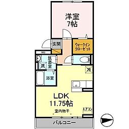 シエルブルー 3階1LDKの間取り