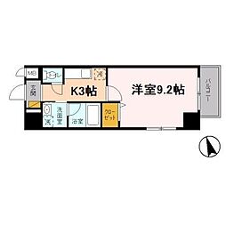 ソシア西葛西 9階1Kの間取り