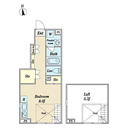 Ｃｏｄｅ：Ｍ 1階1Kの間取り