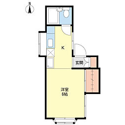 第5マルヨシハイツ 2階1Kの間取り