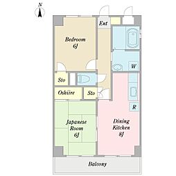 マリア・ルゥ中葛西 2DKの間取図画像