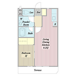 アイランドIII 1階1LDKの間取り