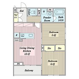 エミネンス ミクニ 2LDKの間取図画像