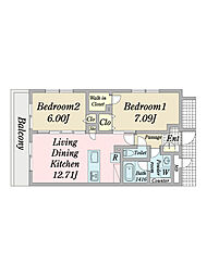アイオライトヒデ 2LDKの間取図画像