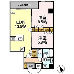 船橋市葛飾町2丁目マンション 2LDKの間取図画像