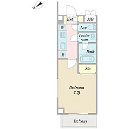 渡良瀬弐番館 1Kの間取図画像