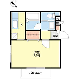 ヴェルデ・ミクニ 1Kの間取図画像