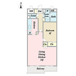 第5荒井プレイス 2階1LDKの間取り