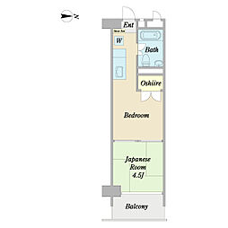 東京メトロ東西線 葛西駅 徒歩8分の賃貸マンション 10階1DKの間取り