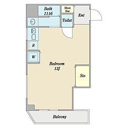 コーポ山本 3階ワンルームの間取り