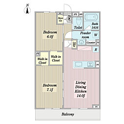 仮称)東葛西4丁目計画新築工事 2階2LDKの間取り
