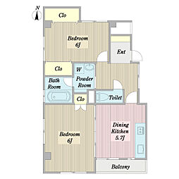 ベルウッド 2DKの間取図画像