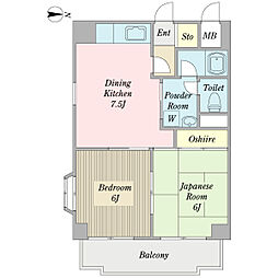 ラディアント関甚 2DKの間取図画像