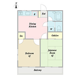 メナージュ2 2DKの間取図画像