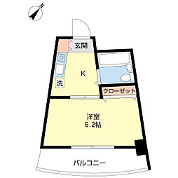 ユーセンス 1Kの間取図画像
