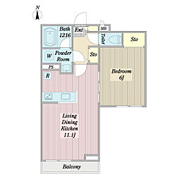 パステロ 1LDKの間取図画像