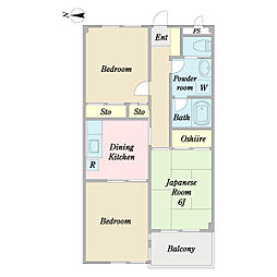 フォレスト・2 3DKの間取図画像