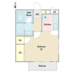 レジデンス7 1Kの間取図画像