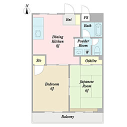 KSダウンフォース 2DKの間取図画像