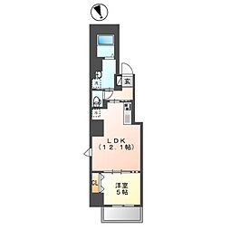 アンジェ グランディール 1LDKの間取図画像