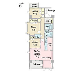 プロシード南行徳2 3LDKの間取図画像