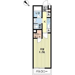 コスミオン 1Kの間取図画像