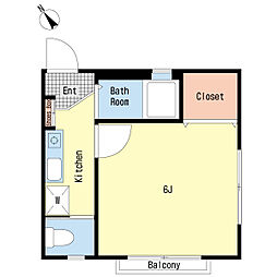 ハイツミヨノ 2階1Kの間取り